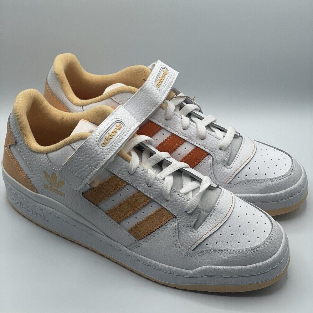 Adidas Forum Low Retro Casual Shoe White Orange Sneaker Leather GY5833 Mens 12